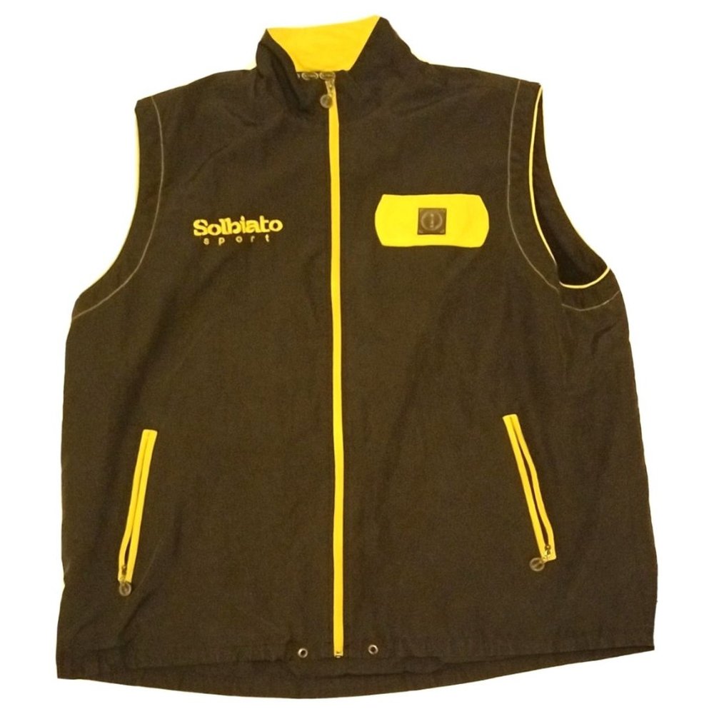 90's Solbiato Sport Vest Size XXL Yellow Black Full Zip Go-Go Aye Moe Kil Bob